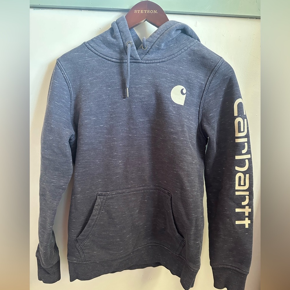 Carhartt hoodie, dark wash, size extra small